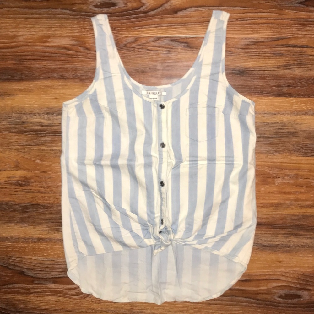 LA HEARTS (PACSUN) Tie Front Striped Tank Top